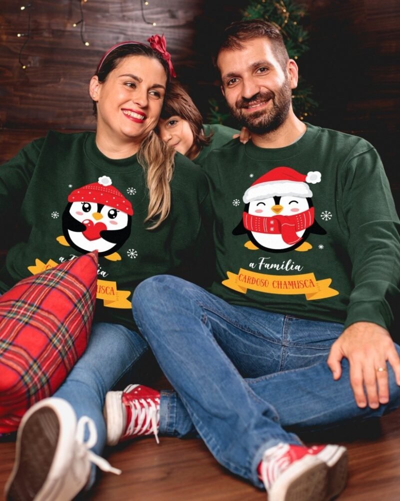 Camisola de Natal Família Pinguins