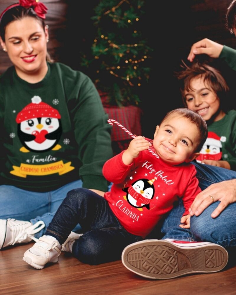 Camisola de Natal Família Pinguins