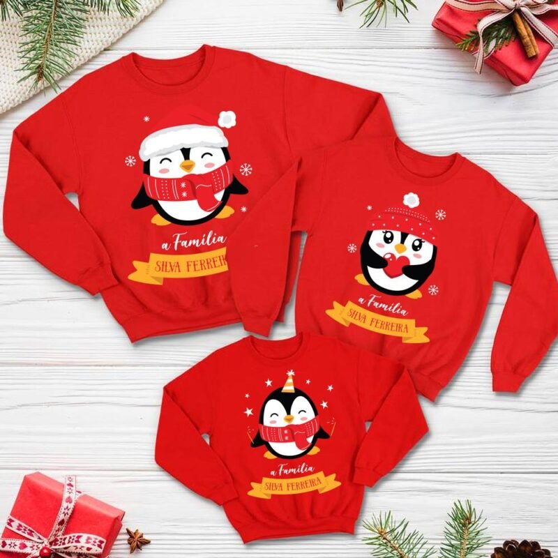 Camisola de Natal Família Pinguins