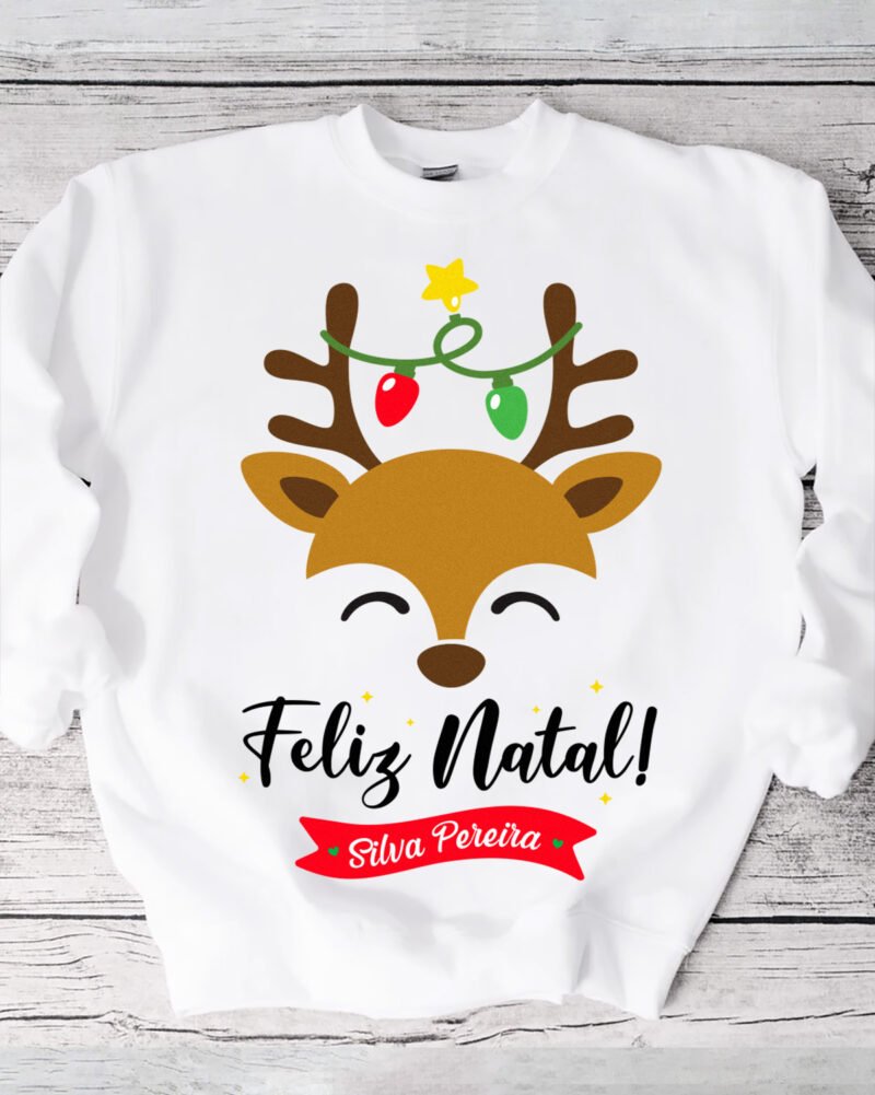 Camisola de Natal Branca Renas