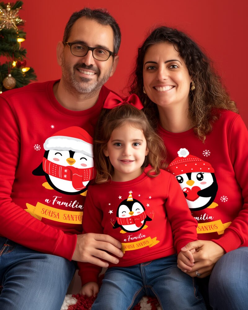 Camisola de Natal Família Pinguins